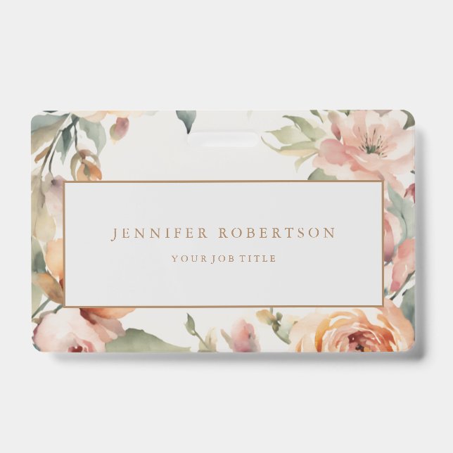 Floral Chic Classical Personalized Customized Badge (Front)