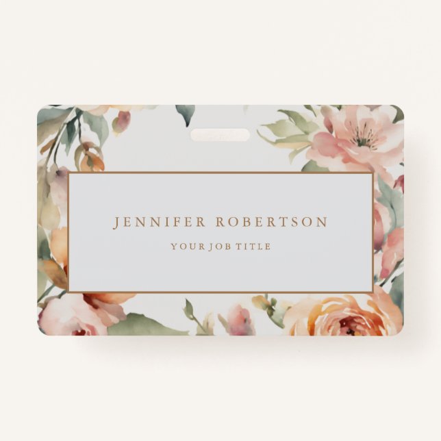 Floral Chic Classical Personalized Customized Badge (Front)