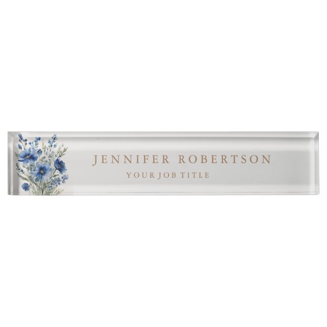Floral Chic Classical Personalized Customized Desk Name Plate (Front)
