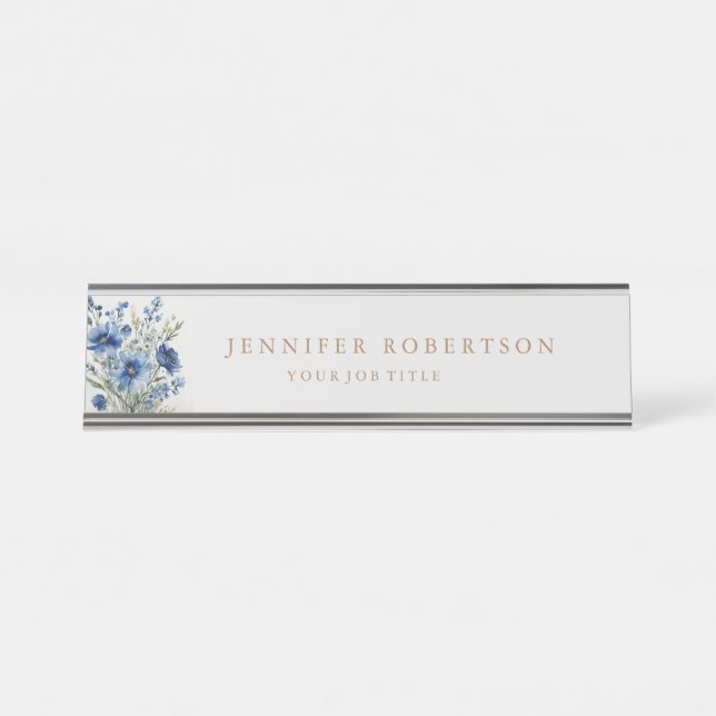 Floral Chic Classical Personalized Customized Desk Name Plate (Front)