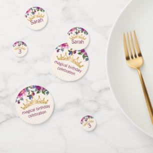 Floral Chic Crown Birthday design Confetti