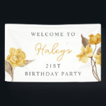 Floral Chic Elegant Simple Yellow 21st Birthday Banner<br><div class="desc">Make your birthday celebration extra special with our Simple and Chic Welcome Banner! This stunning banner, available on Zazzle, boasts a stylish yellow floral theme and modern typography on a crisp white background. The elegant design is perfect for adding a touch of sophistication to your party decor. Welcome your guests...</div>