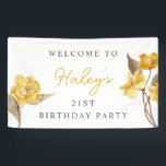 Floral Chic Elegant Simple Yellow 21st Birthday Banner<br><div class="desc">Make your birthday celebration extra special with our Simple and Chic Welcome Banner! This stunning banner, available on Zazzle, boasts a stylish yellow floral theme and modern typography on a crisp white background. The elegant design is perfect for adding a touch of sophistication to your party decor. Welcome your guests...</div>