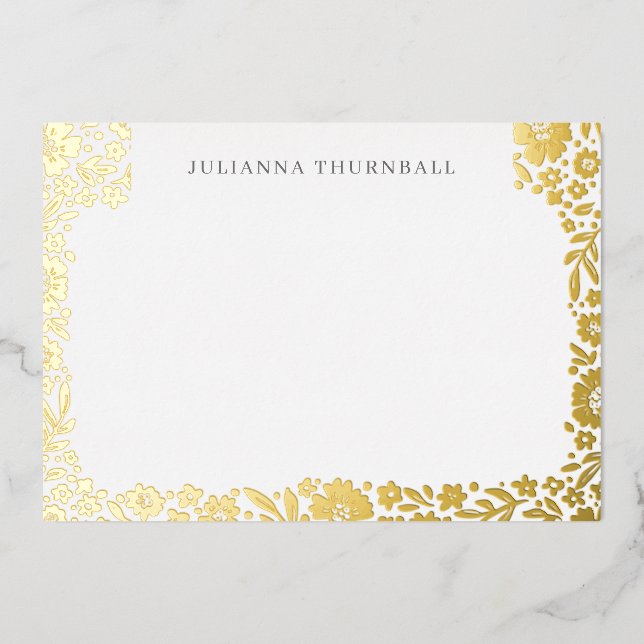 Floral Chic Frame Luxe Personal Stationery Foil Invitation (Front)