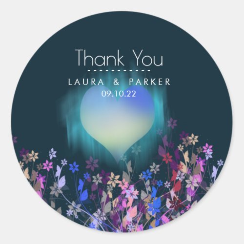 Floral Chic Girly Thank You Wedding Love Classic Round Sticker