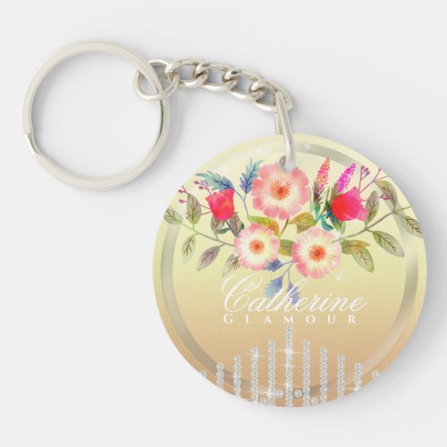 Floral Chic Gold Keychain