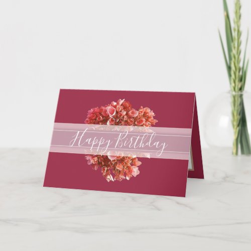 Floral Chic Hydrangea Flower Bouquet Pink Birthday Card