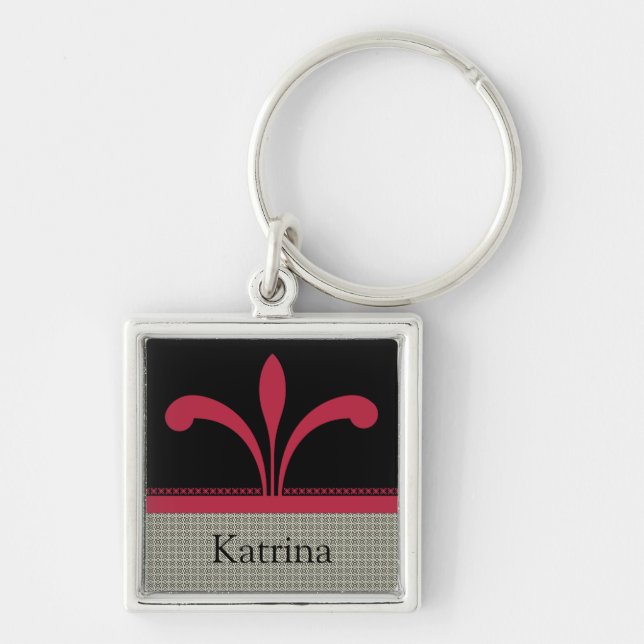 Floral Chic Keychain, Magenta Keychain (Front)