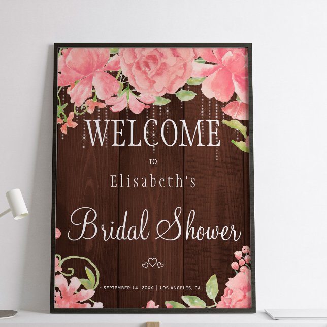 Floral chic lights bridal shower welcome sign (Creator Uploaded)