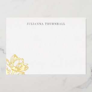 Floral Chic Magnolia Luxe Personal Stationery Foil Invitation