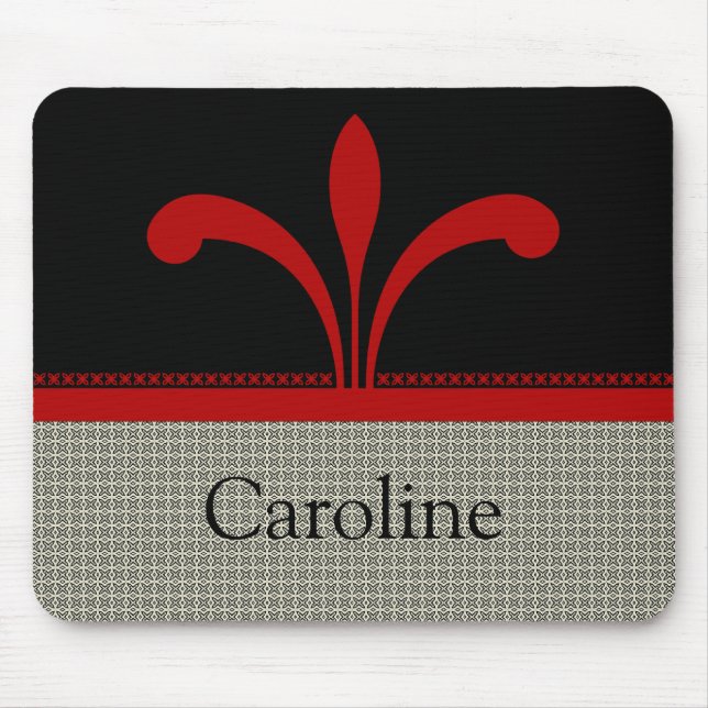 Floral Chic Mousepad, Dark Red Mouse Pad (Front)