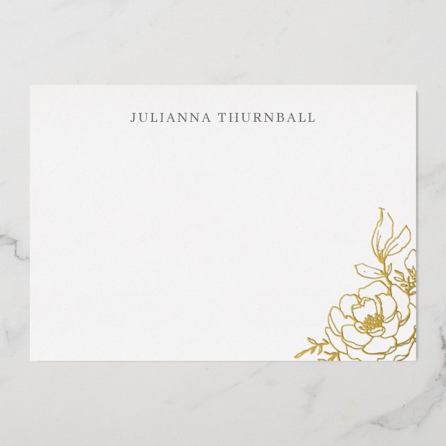 Floral Chic Peony Luxe Personal Stationery  Foil I Invitation (Front)