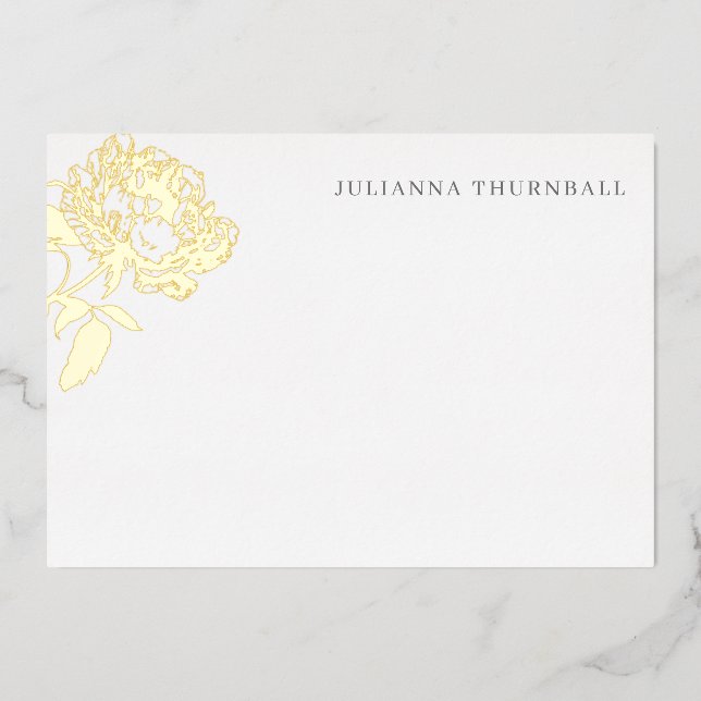 Floral Chic Peony Luxe Personal Stationery  Foil Invitation (Front)