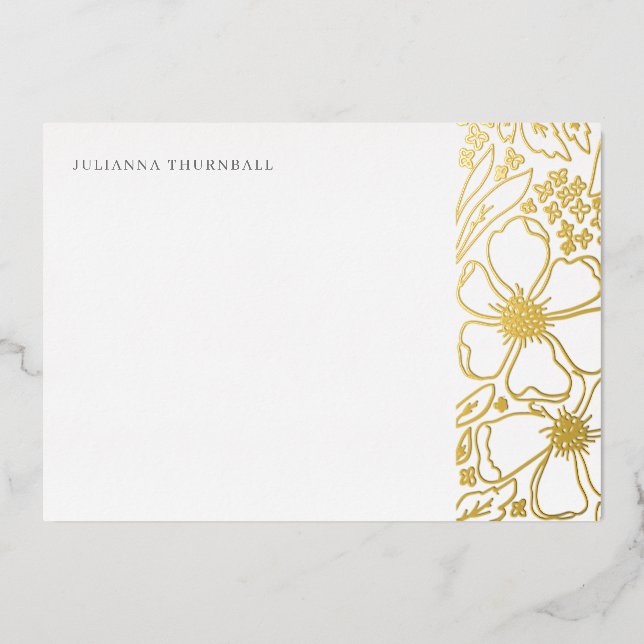 Floral Chic Peony Luxe Personal Stationery Foil Invitation (Front)