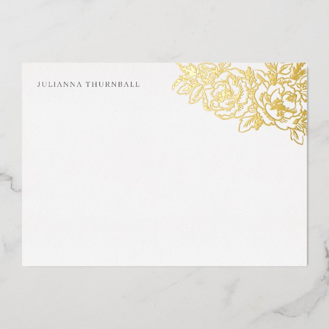 Floral Chic Peony Luxe Personal Stationery  Foil Invitation (Front)