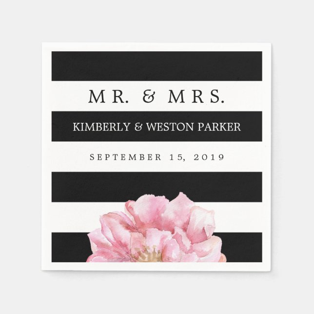 Floral Chic Personalized Wedding Napkins (Front)