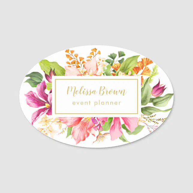 Floral Chic Pink Pastel Event Planner Name Tag | Zazzle