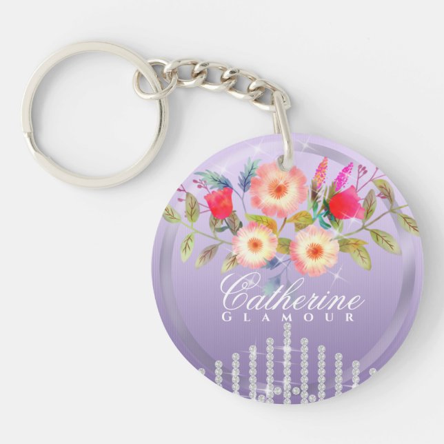 Floral Chic Purple Keychain (Front)