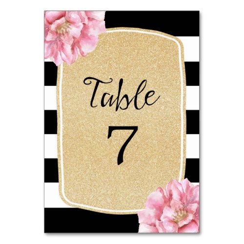 Floral Chic Table Number Card  Champagne