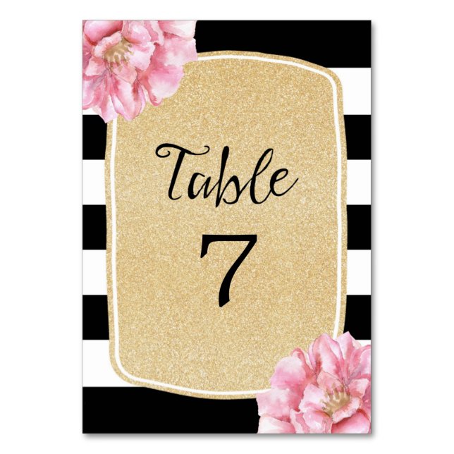 Floral Chic Table Number Card / Champagne (Front)