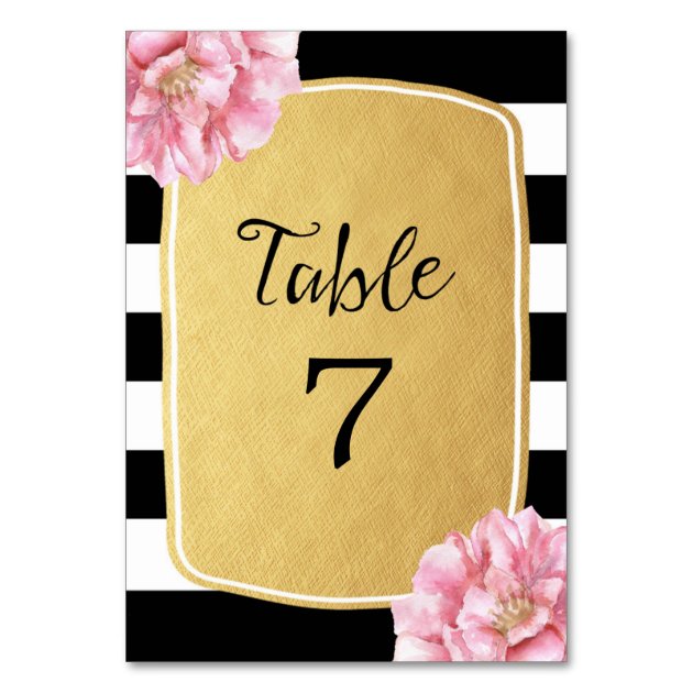 Floral Chic Table Number Card / Gold