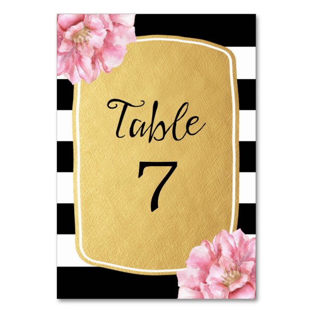 Floral Chic Table Number Card / Gold (Front)