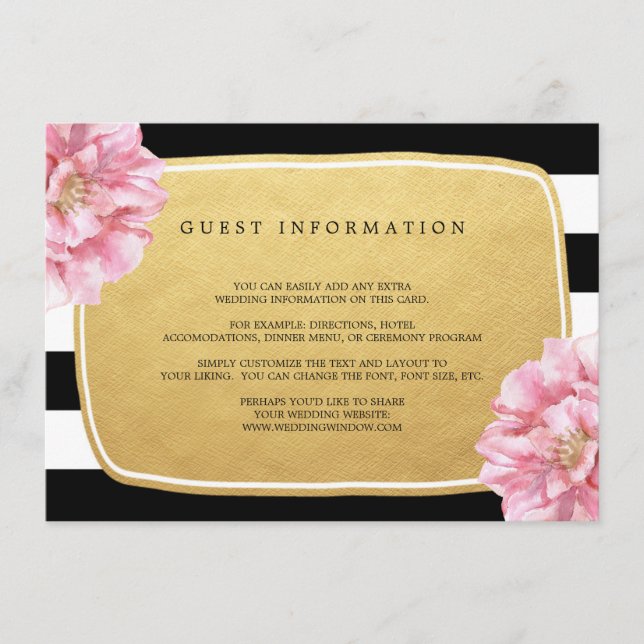 Floral Chic Wedding Insert Card / Gold (Front)
