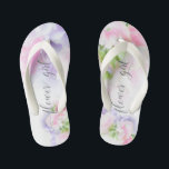 FLORAL CHIC WEDDING SWEET PEAS Flower Girl2 Kid's Flip Flops<br><div class="desc">Toddler Flower Girl Sandals to match the collection-  Floral Chic Wedding Sweet Peas in pink and lavender with pretty calligraphy and modern fonts</div>