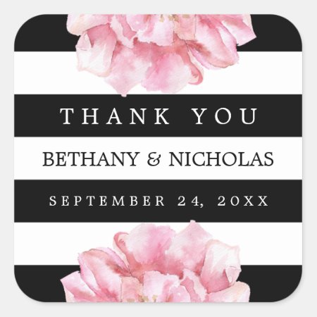 Floral Chic Wedding Thank You Favor Stickers