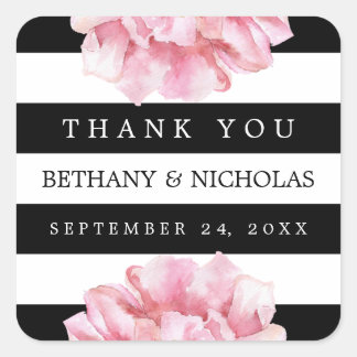 Floral Chic Wedding Thank You Favor Stickers