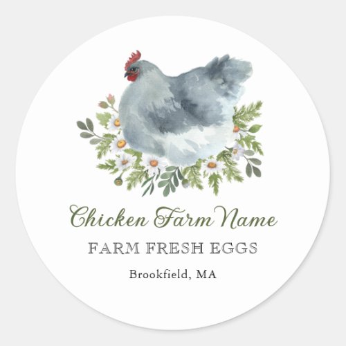 Floral Chicken Egg Carton Custom Classic Round Sticker