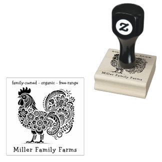 Floral Chicken Farm Fresh Eggs Custom Carton Rubber Stamp