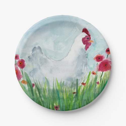 Floral Chicken Paper Plates