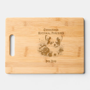 Floral Chihuahua A Petite Canine Blooms Engraved Cutting Board