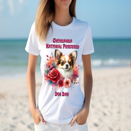 Floral Chihuahua A Petite Canine Blooms T_Shirt