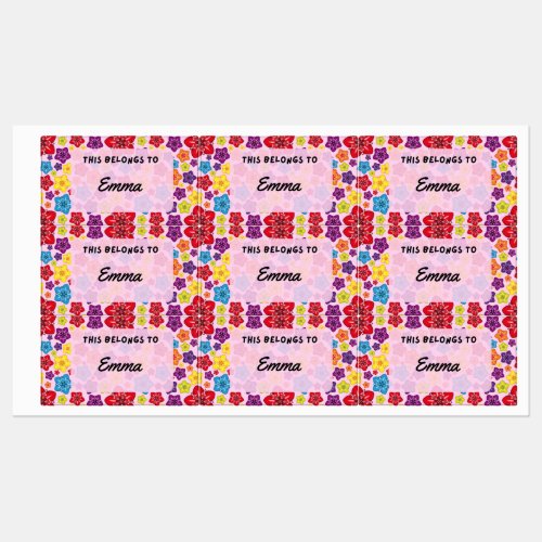 Floral Child name stickers tags for girl  women