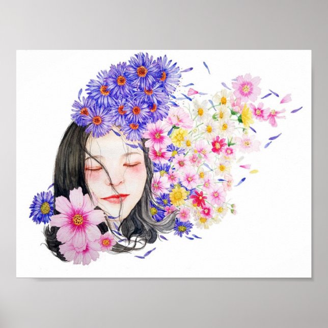 Floral child on white poster (Front)
