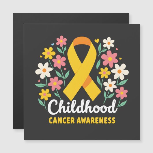 Floral Childhood Cancer Awareness Yellow Ribbon (Front/Back)