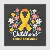 Floral Childhood Cancer Awareness Yellow Ribbon (Front)