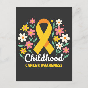 Floral Childhood Cancer Awareness Yellow Ribbon Announcement Postcard