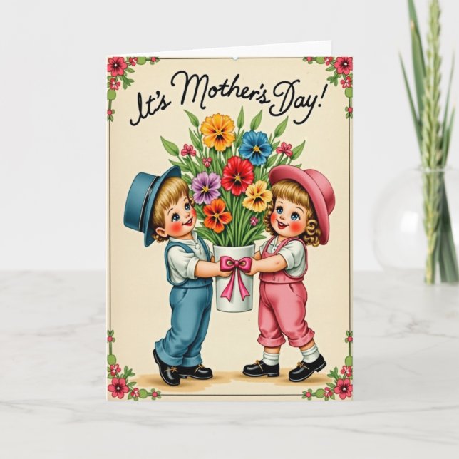 Floral Children Mothers Day Card (Front)