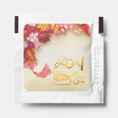 Floral Chinese gold Paper_cut Ox 2021 HSP Hand Sanitizer Packet