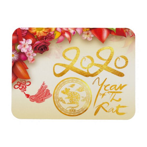 Floral Chinese gold Paper_cut Rat 2020 F Magnet