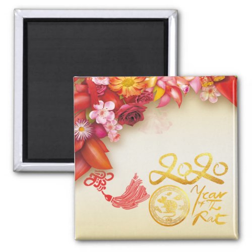 Floral Chinese gold Paper_cut Rat 2020 S Magnet