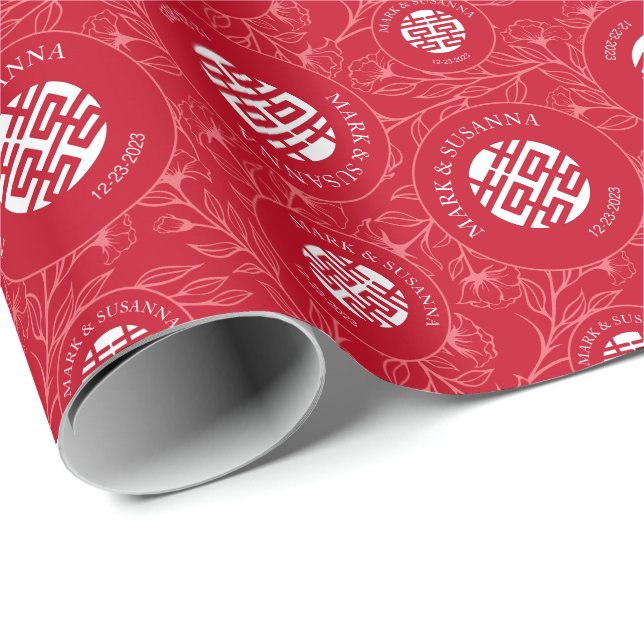 Floral Chinese Traditional Wedding Wrapping Paper (Roll Corner)