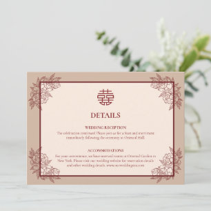 Floral Chinese Wedding Details Enclosure Card