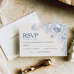 Floral Chinoiseri Wedding RSVP Card
