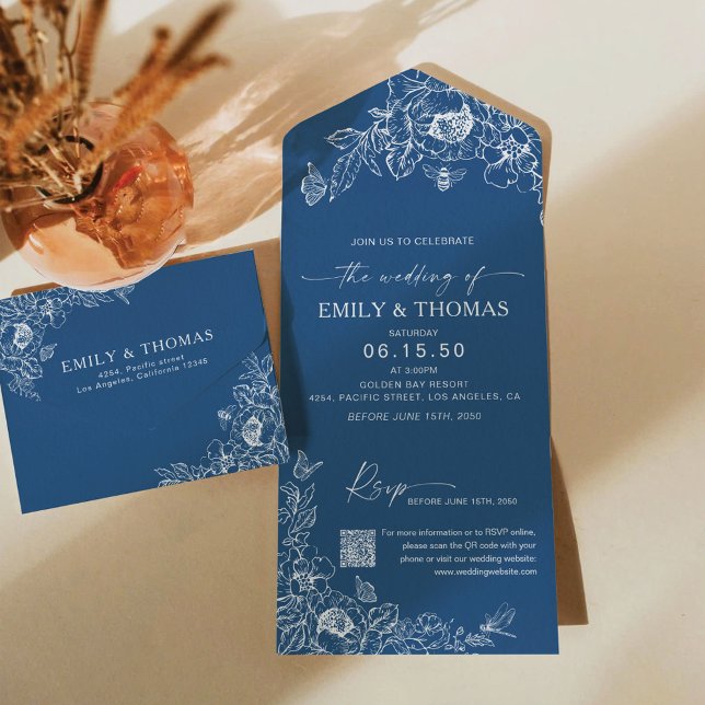 Floral Chinoiserie All in One Wedding Invite (Creator Uploaded)