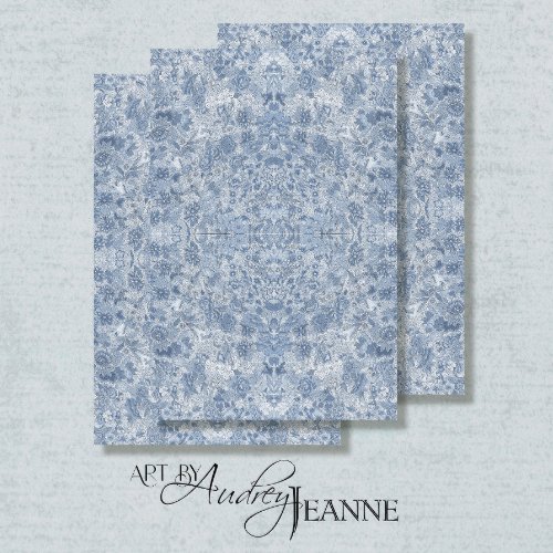 Floral Chinoiserie Asian Blue and White Decoupage Tissue Paper