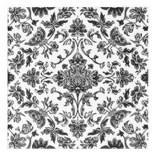 Floral Chinoiserie Black & White Watercolor Acrylic Print